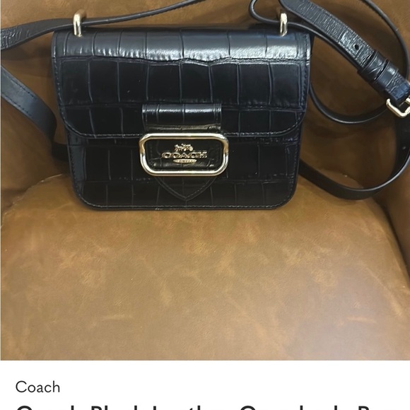 Coach Black Croc-Embossed Crossbody Bag